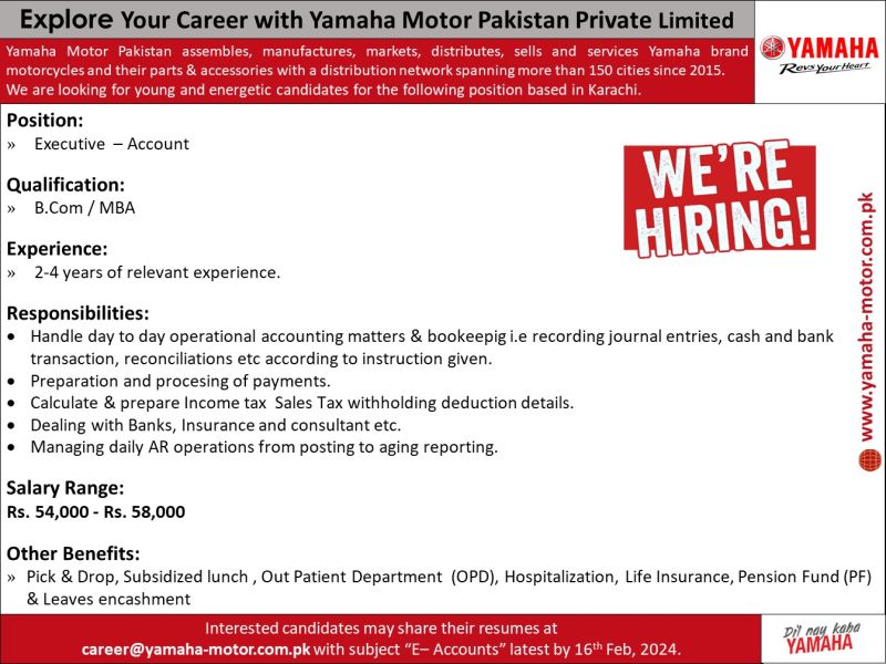 Account Executive Jobs in Karachi 2024