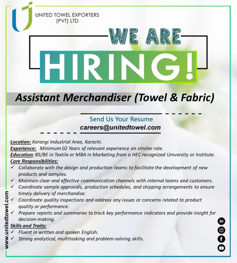 Assistant Merchandiser Jobs in Karachi 2024