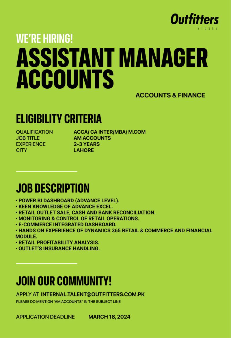 Assistant Manager Accounts Jobs in Lahore 2024