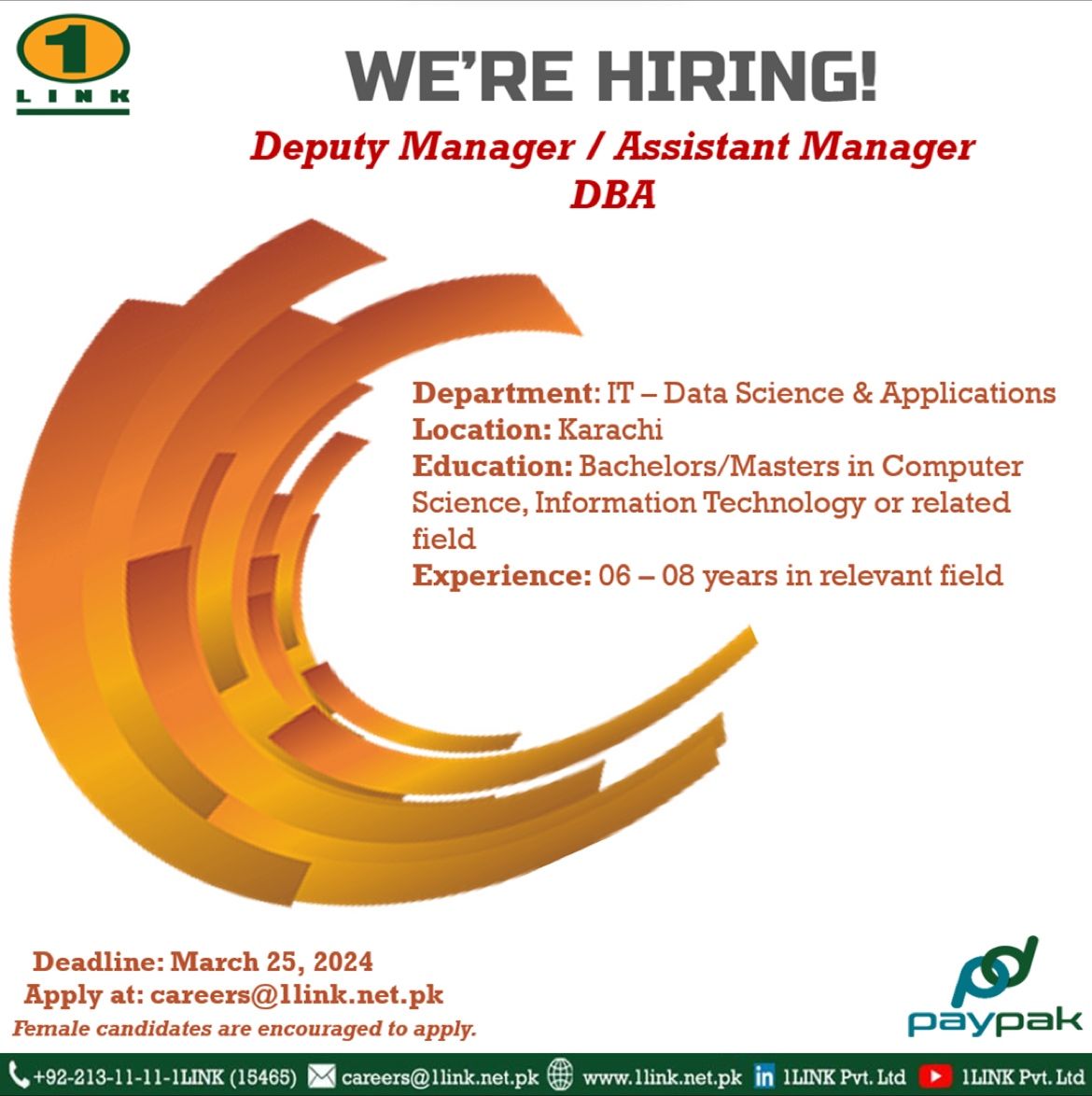 Assistant Manager DBA Jobs in Karachi 2024