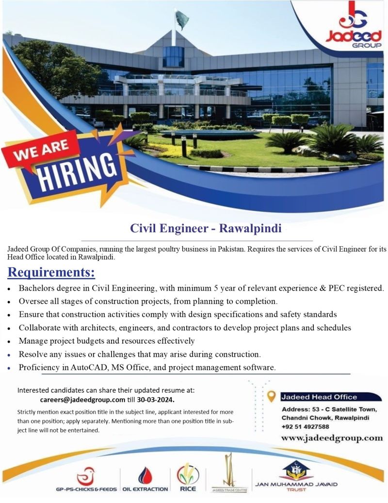 Civil Engineer Jobs in Rawalpindi 2024