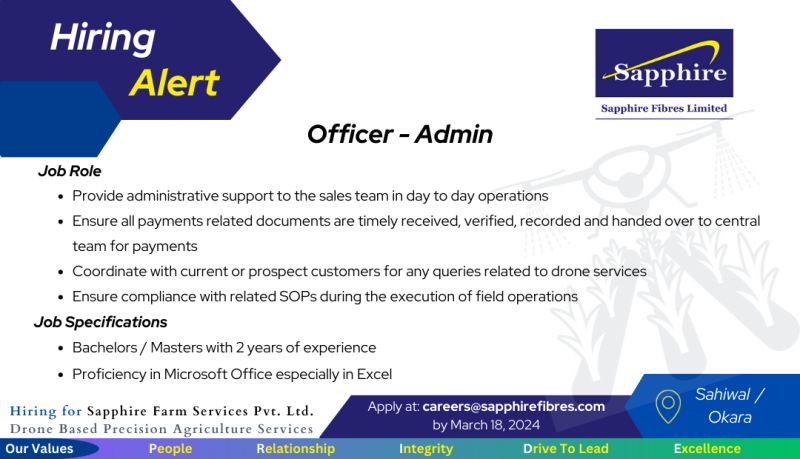 Officer Admin Jobs in Okara 2024