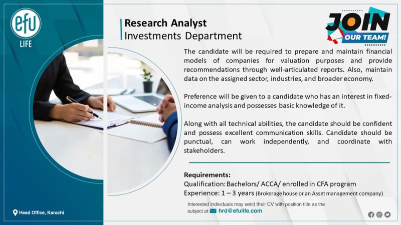Research Analyst Jobs in Karachi 2024