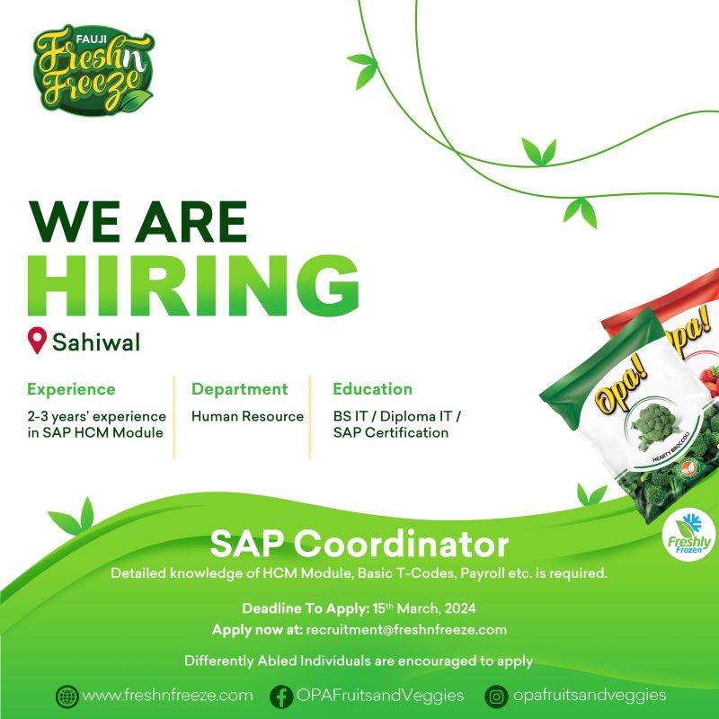 SAP Coordinator Jobs in Sahiwal 2024