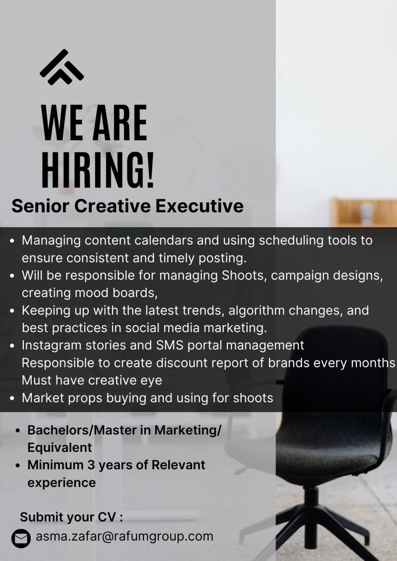 Senior Creative Executive Jobs in Lahore 2024