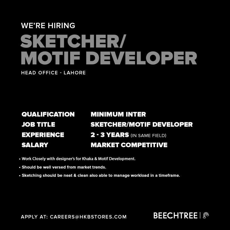 Sketcher and Motif Developer Jobs in Lahore 2024