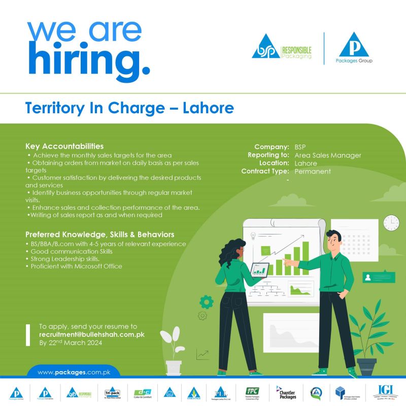 Territory In Charge Jobs in Lahore 2024