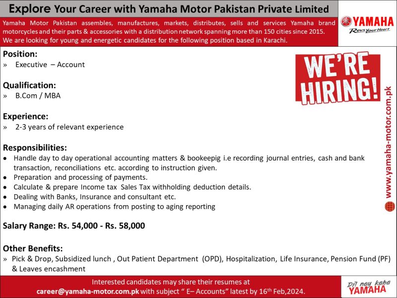 Account Executive Jobs in Karachi 2024