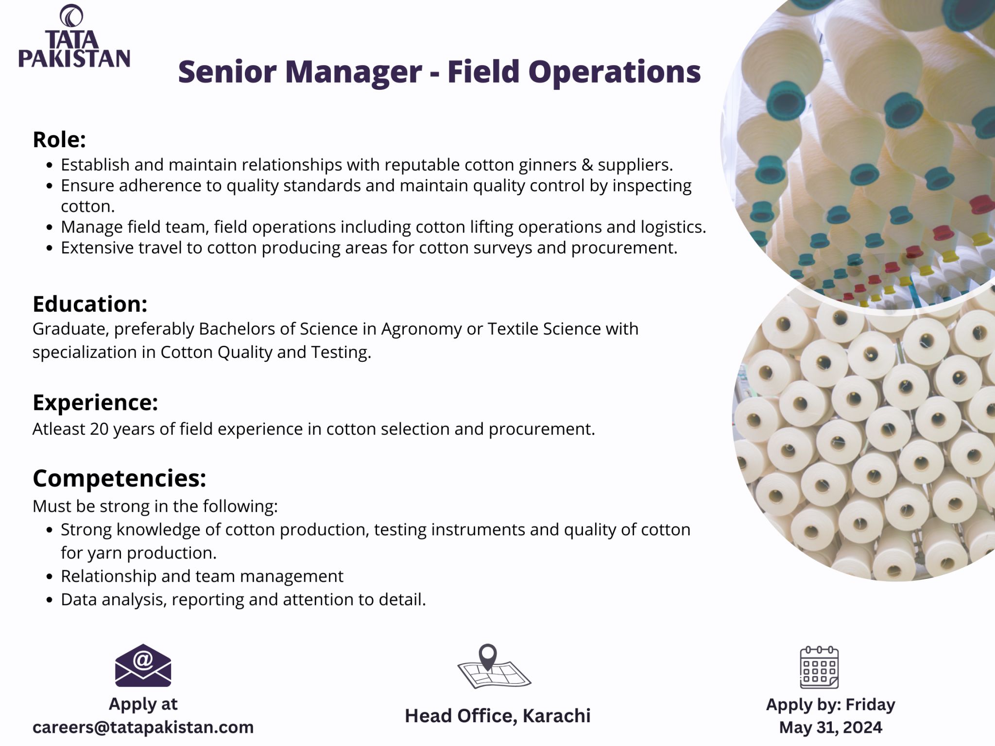 Senior Manager Field Operations Jobs in Karachi 2024
